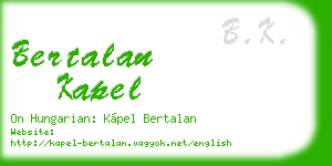 bertalan kapel business card